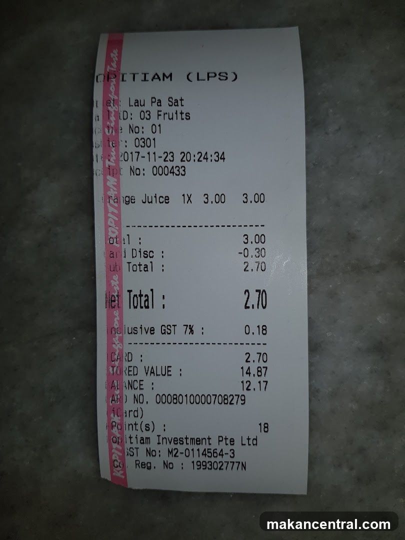 Receipt from Opitiam (LPS)