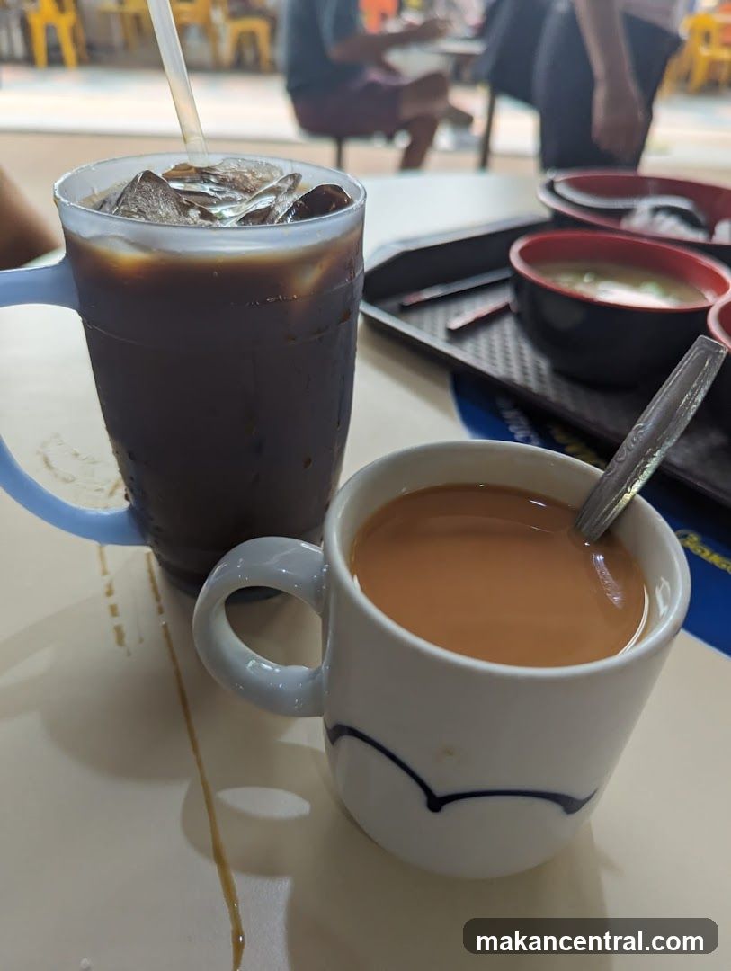 Tabletop with beverages and food