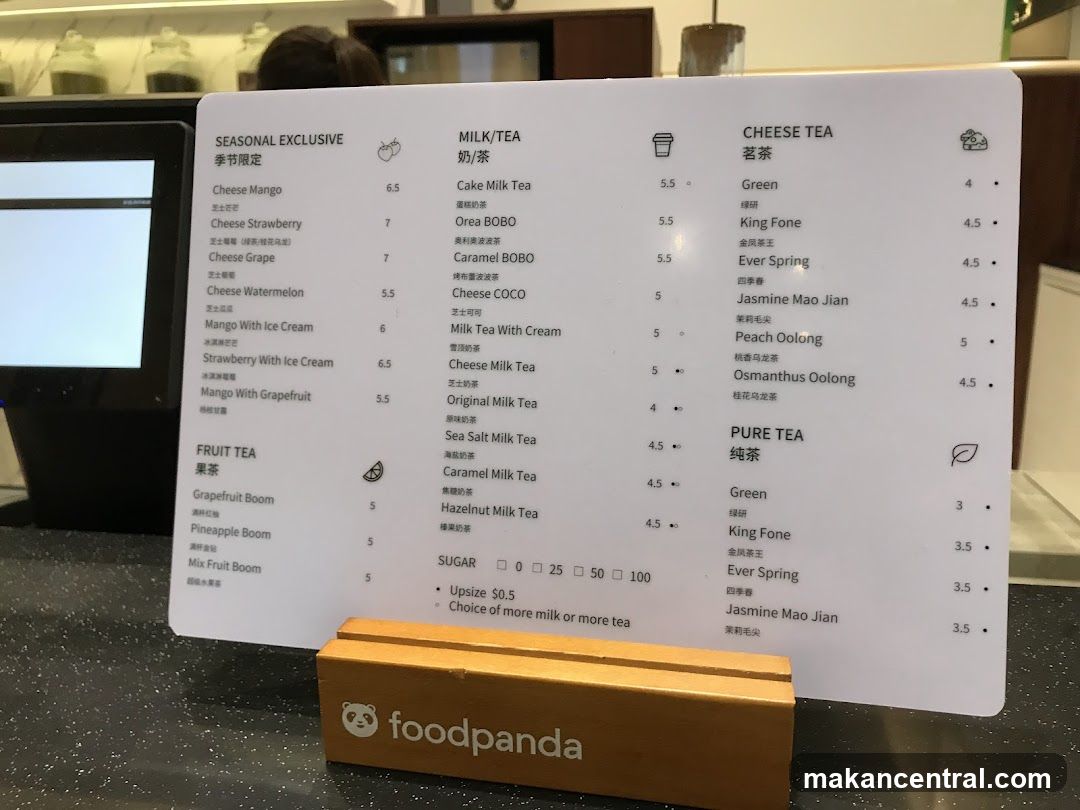 Tea Shop Menu