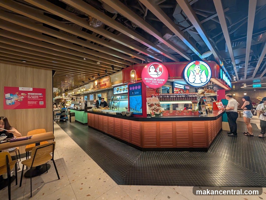 Food court interior with Michelin Guide signage