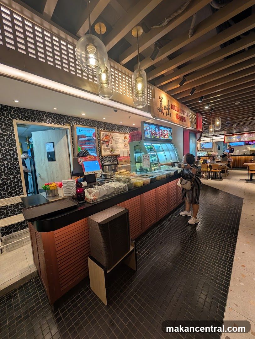 Interior food court counter