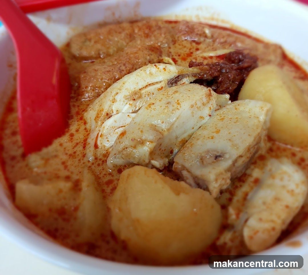 Close-up of curry chicken dish