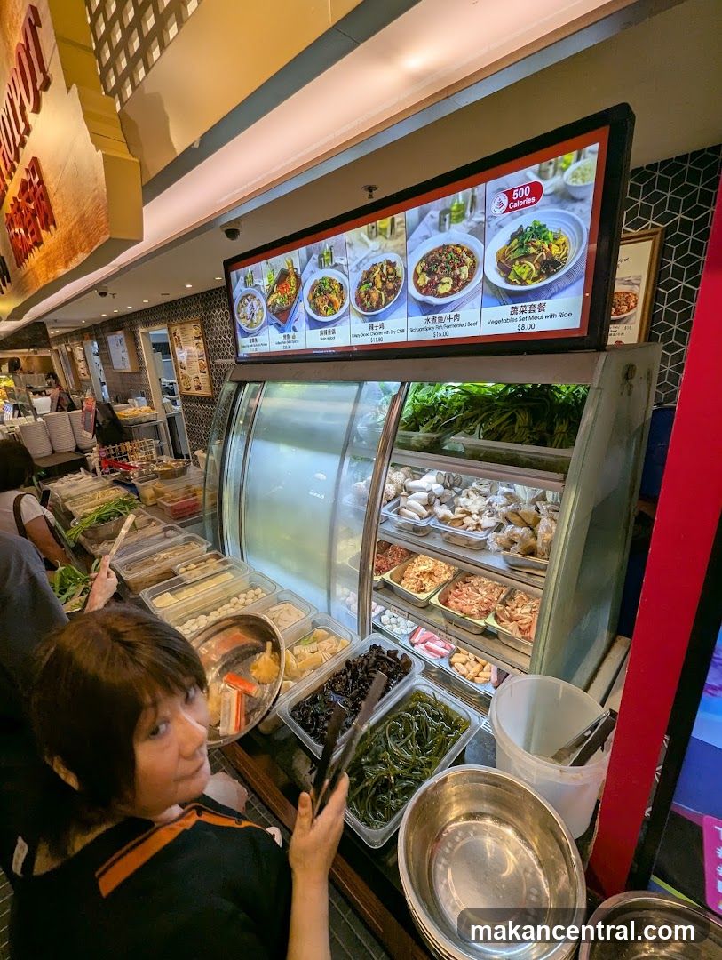 Food court interior with self-service station