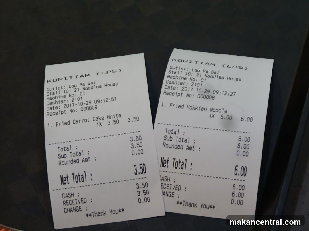 Receipts from Kopitiam (LPS)