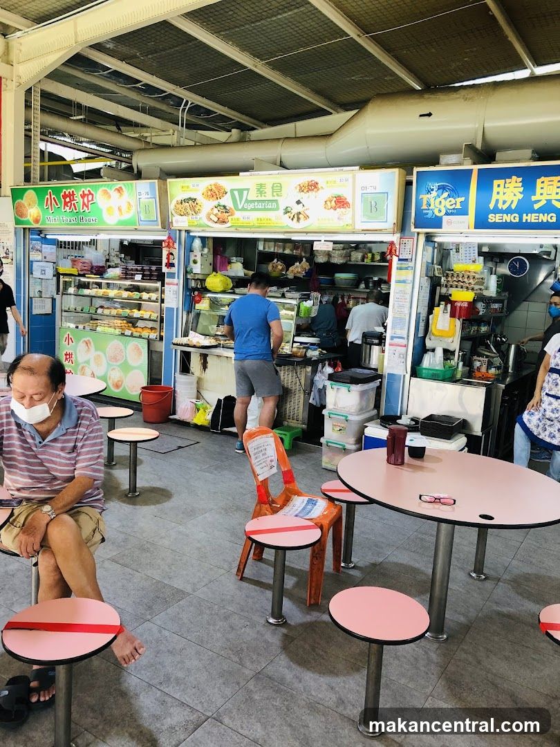 Food court interior with multiple stalls
