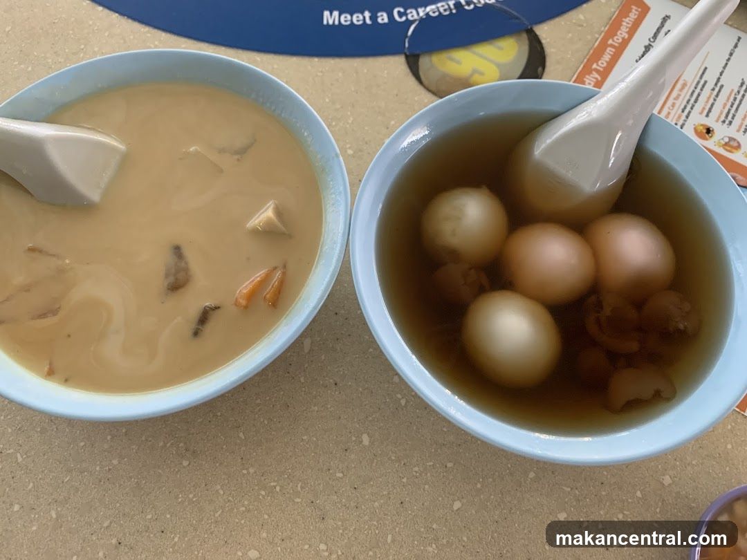 Two bowls of food on a table