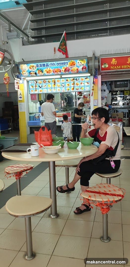 Food court interior with customers and stalls