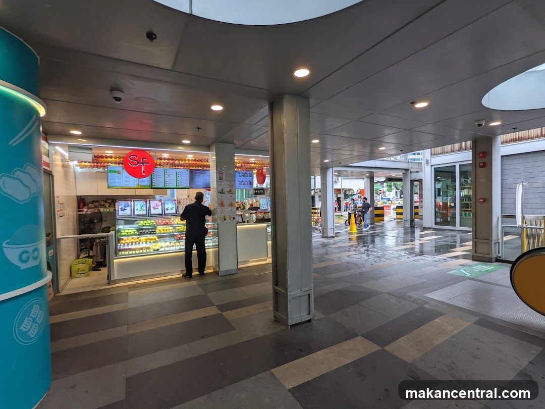 Interior of a shopping mall with food stall
