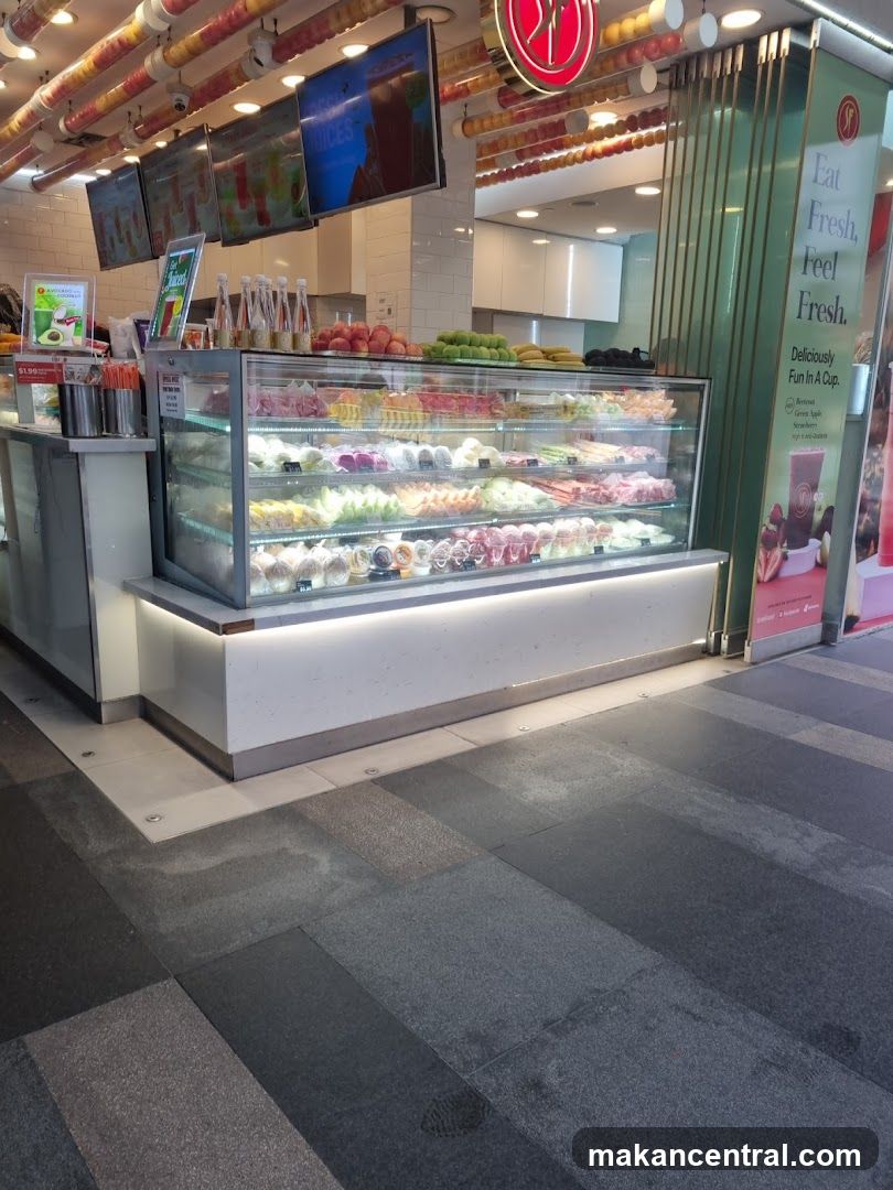 Interior of a juice or fruit cup shop