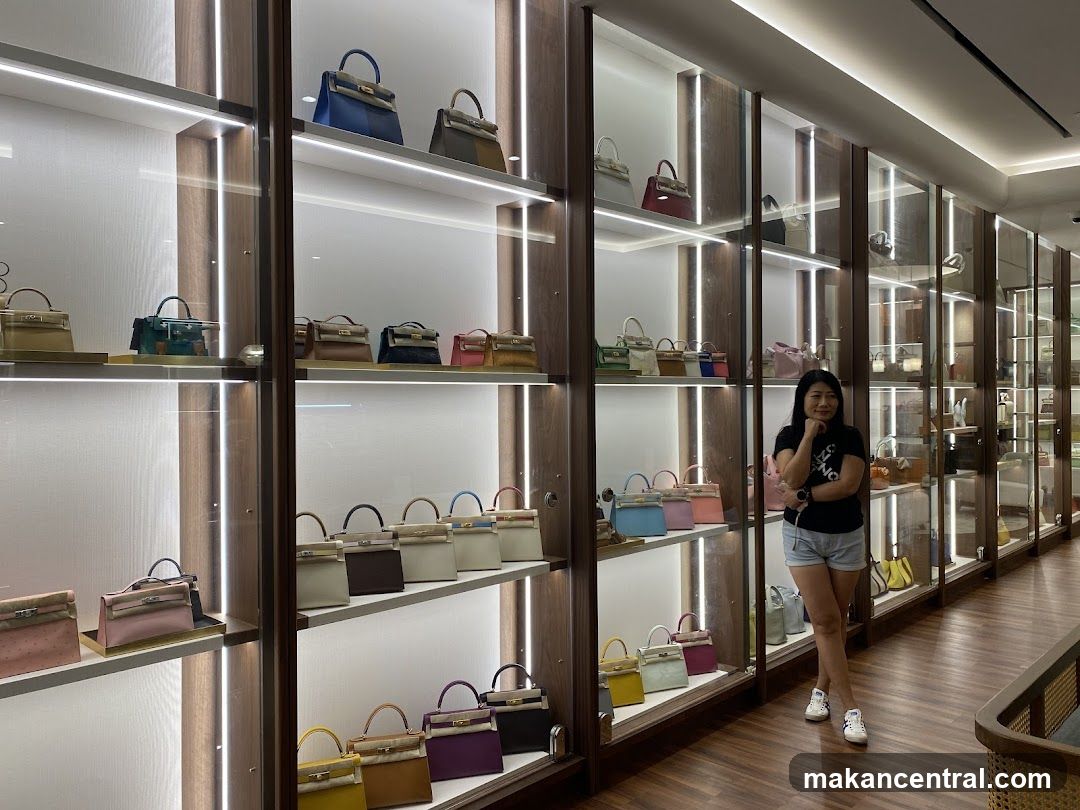 Interior of luxury handbag store
