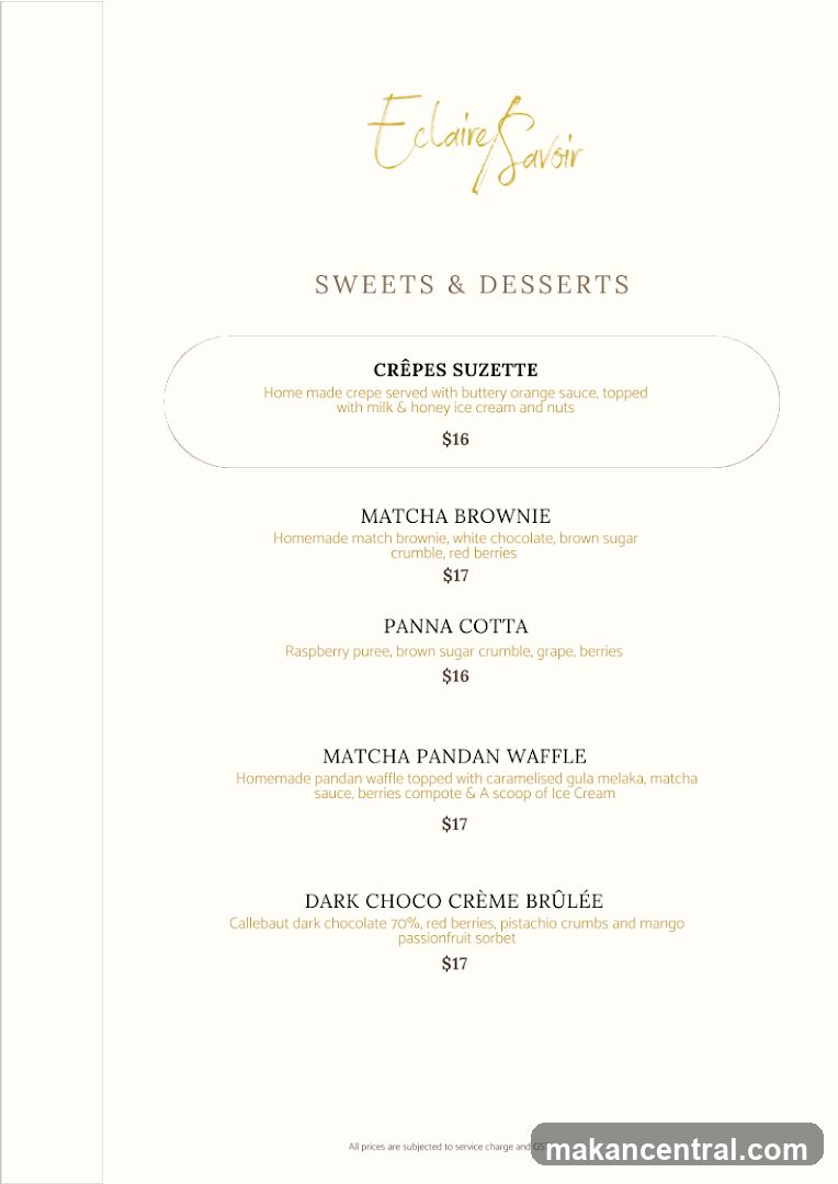 Eclaire Savoir Sweets & Desserts Menu