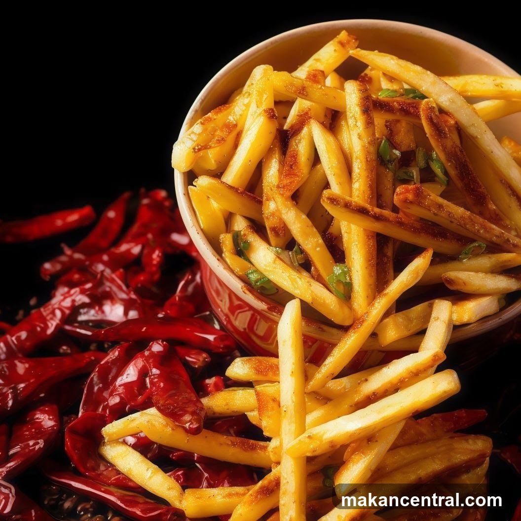 Spicy Fried Potatoes with Red Chilies