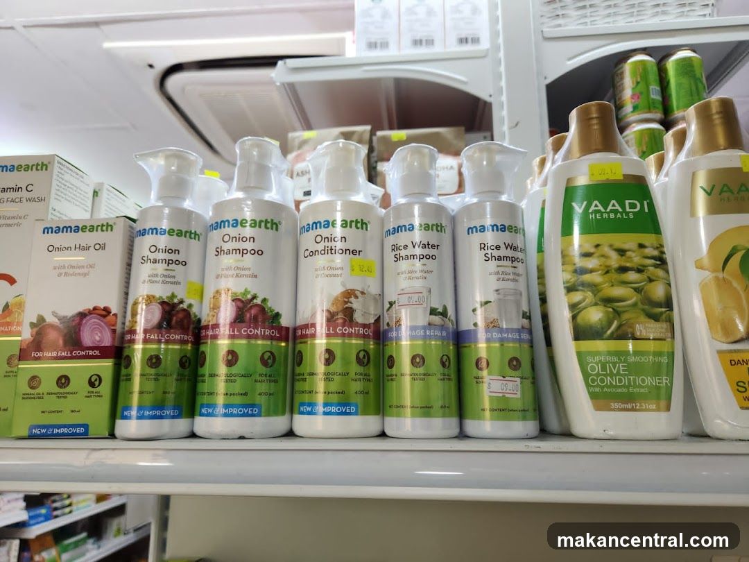 Store Shelf with Hair Care Products