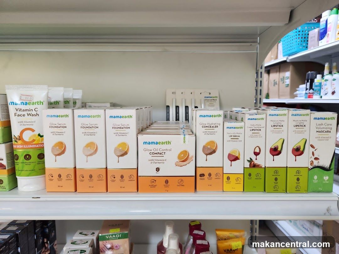 Store Shelf with Mamaearth Products