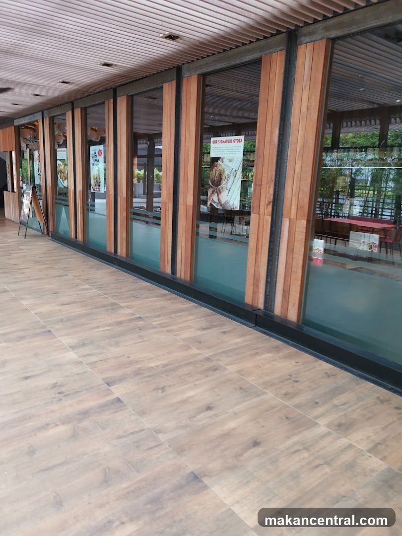 Storefront with Glass Windows and Wooden Accents