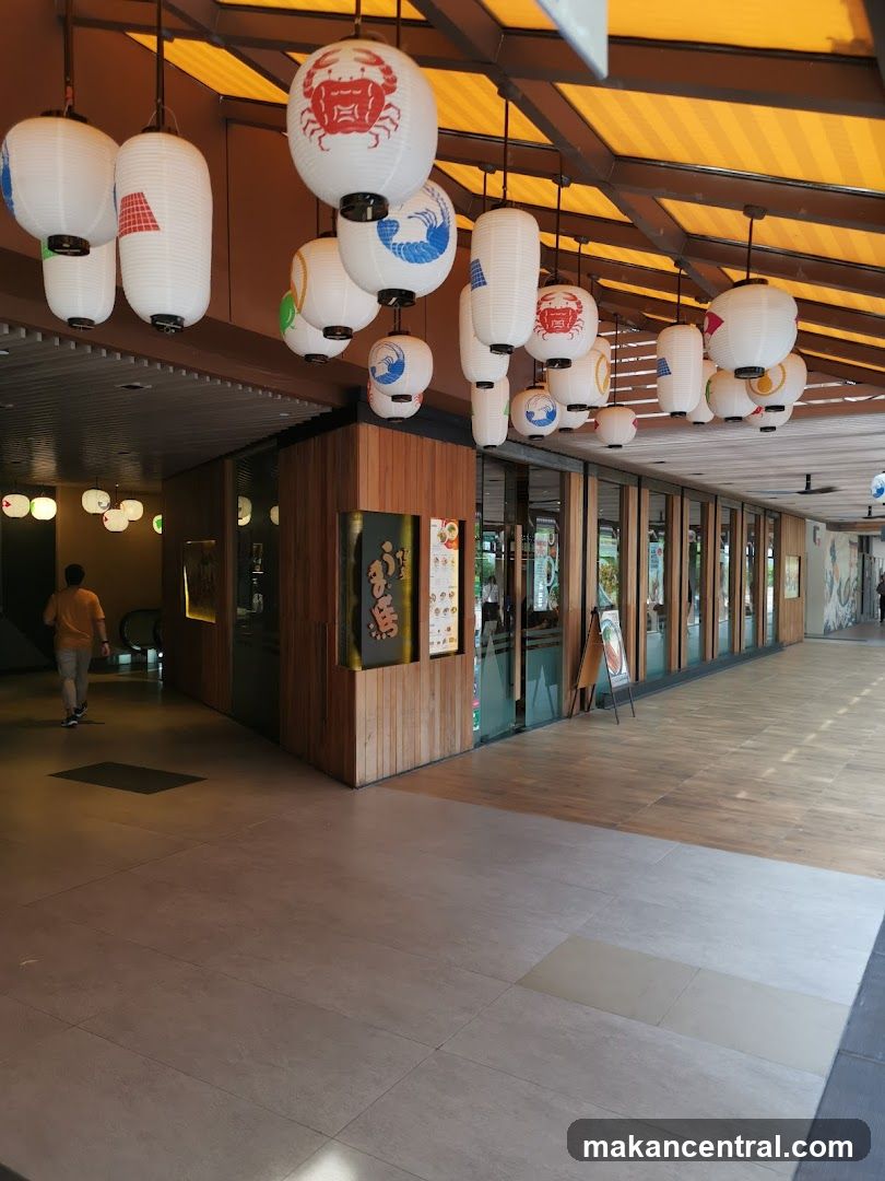 Interior hallway with hanging lanterns