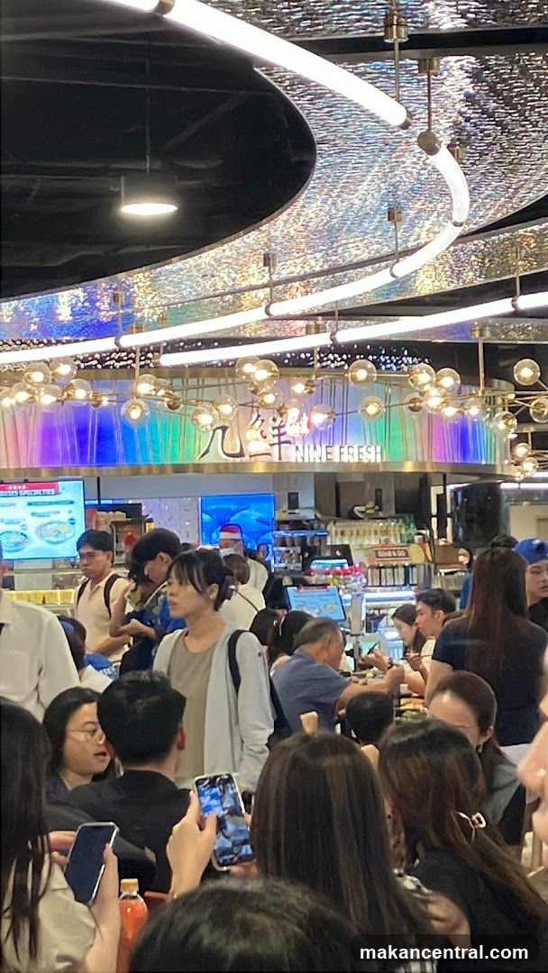 Interior of a busy food court