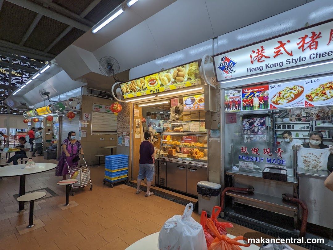 Food court interior with multiple stalls