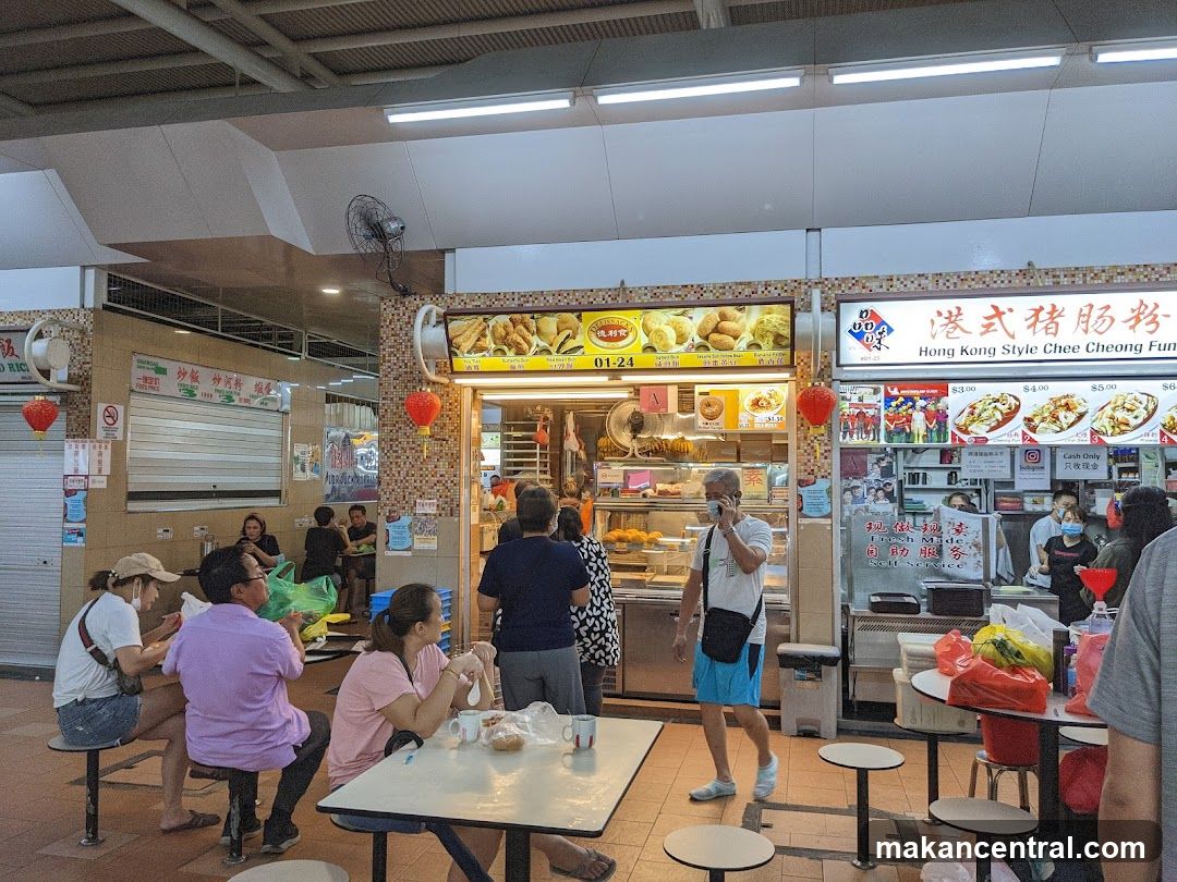 Food court interior with multiple stalls