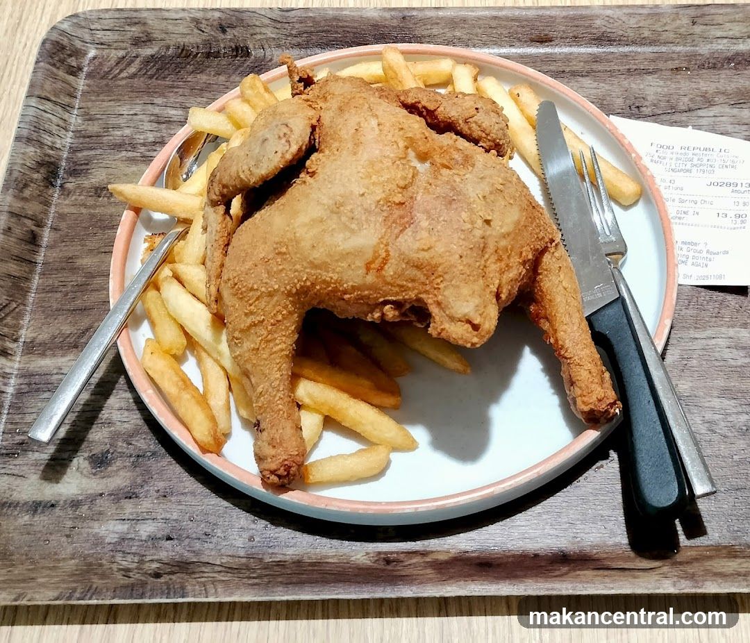 Fried Chicken and Fries on Plate