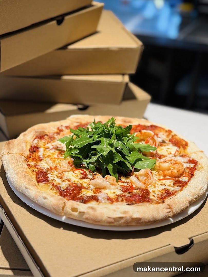 Pizza on Plate with Boxes