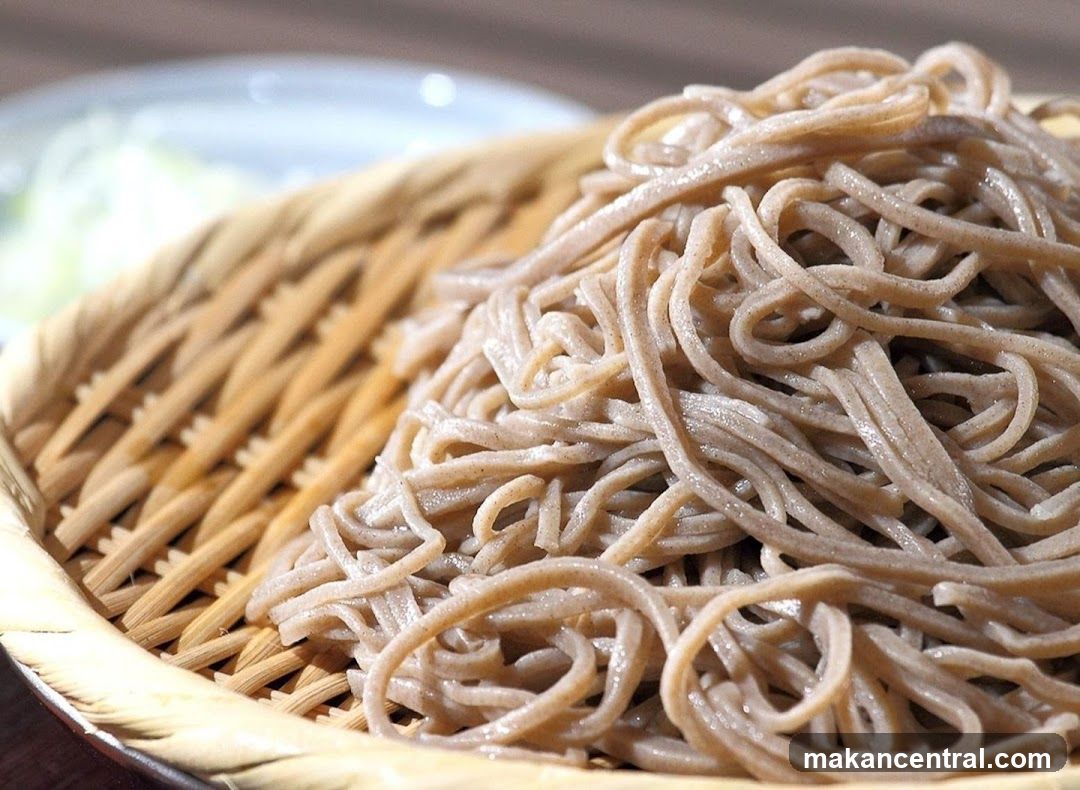 Soba Noodles in Wicker Bowl