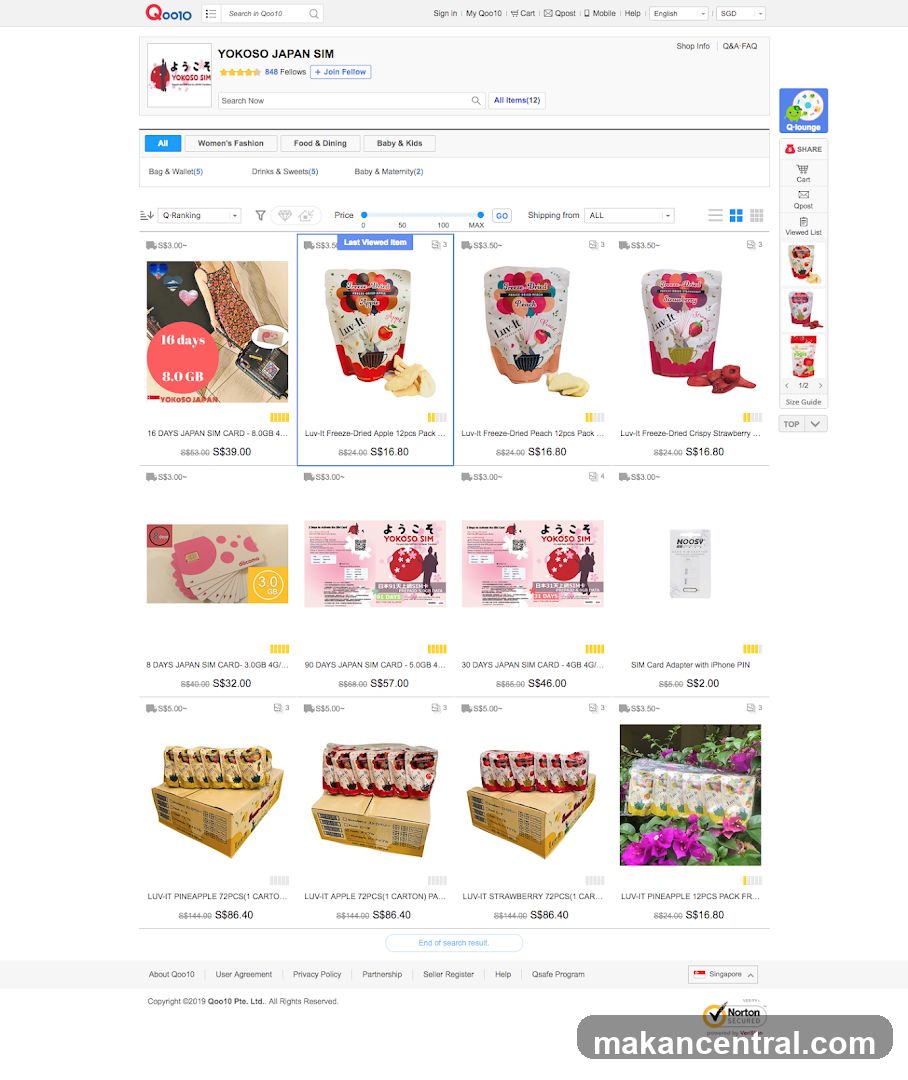 Qoo10 Shop Page
