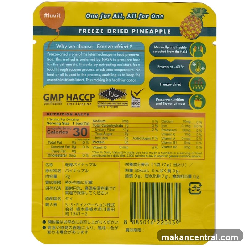 Freeze-Dried Pineapple Product Packaging