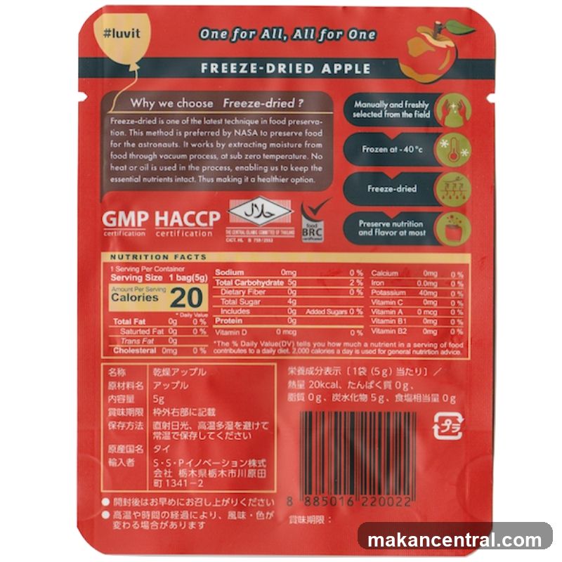 Freeze-Dried Apple Product Packaging