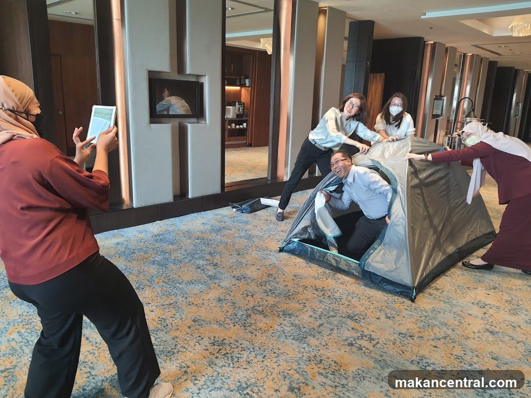 Group Activity in Hotel Lobby