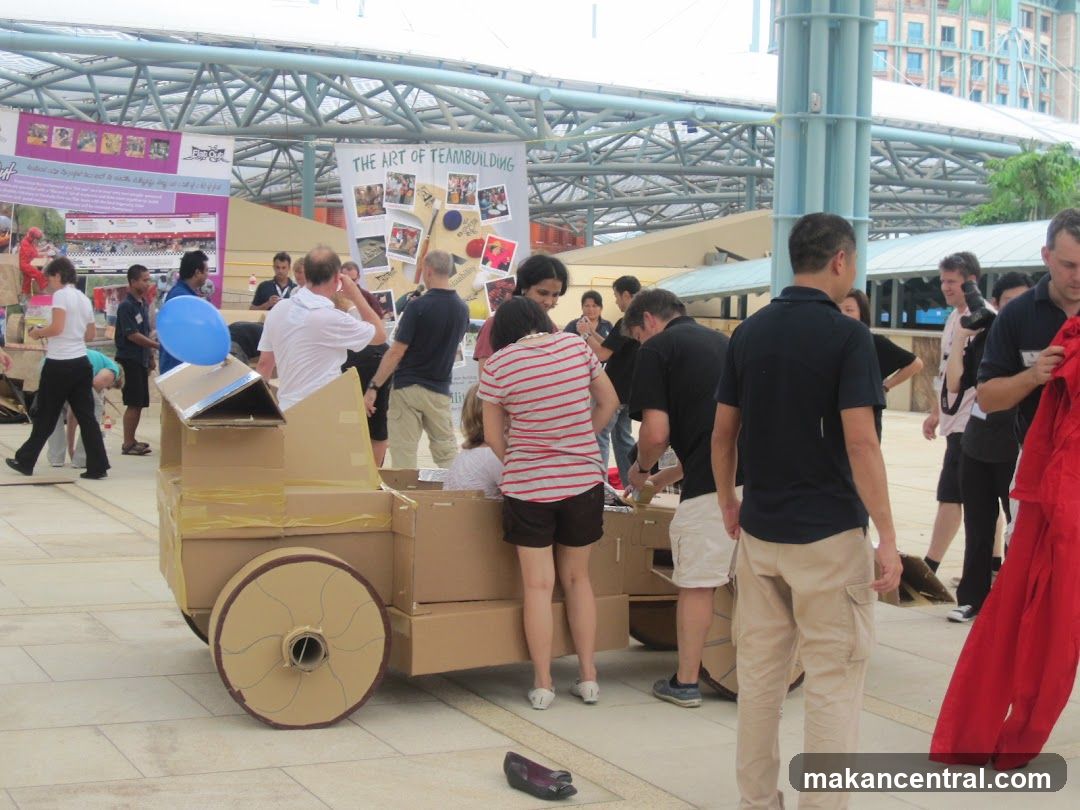 Outdoor Event with Cardboard Display