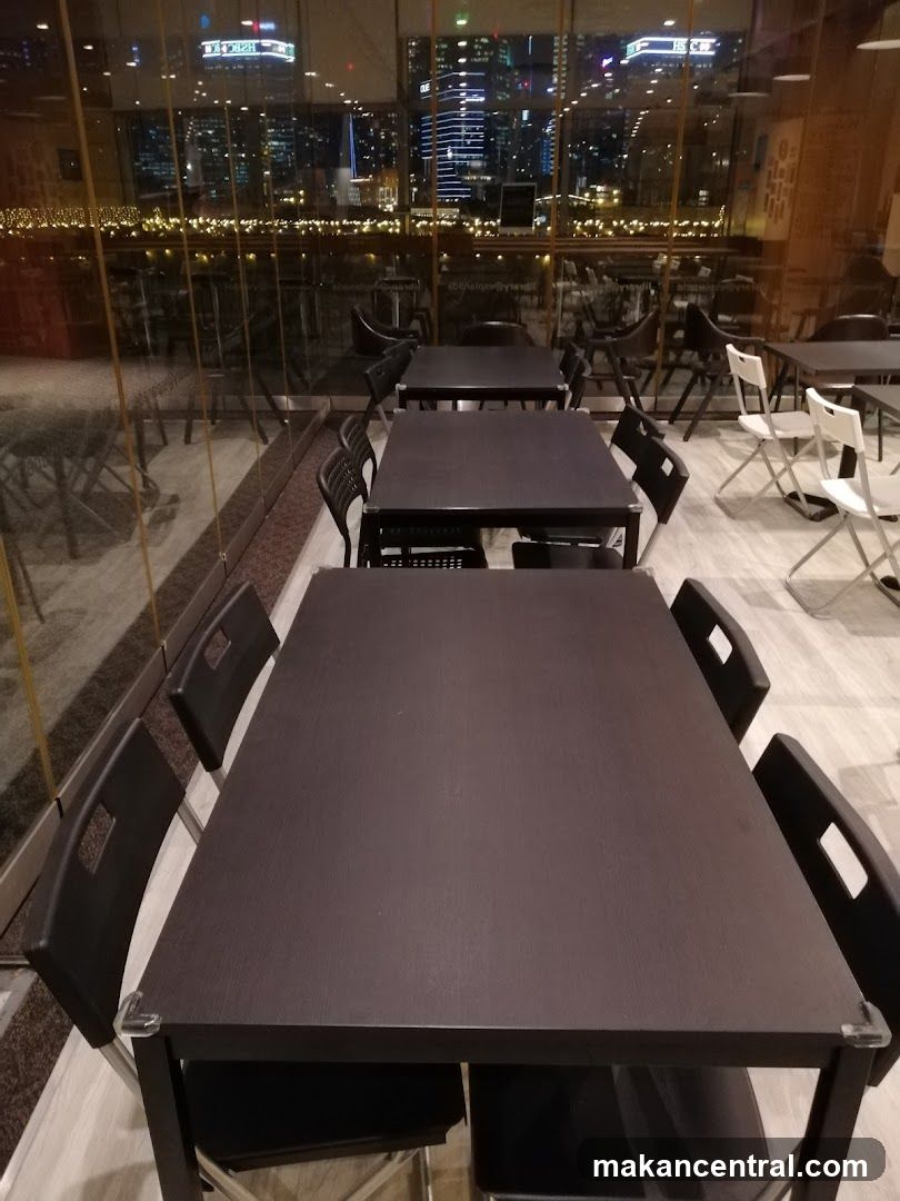 Restaurant Interior with City View