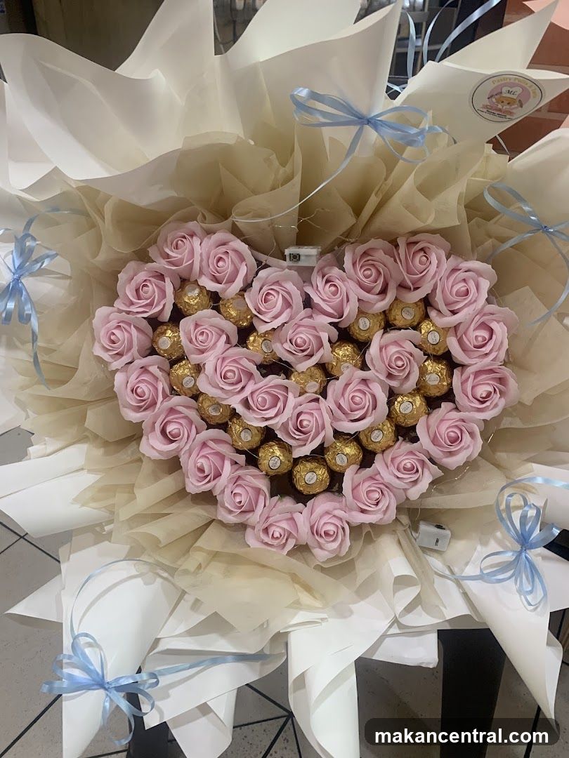 Flower Bouquet with Chocolate Centerpiece