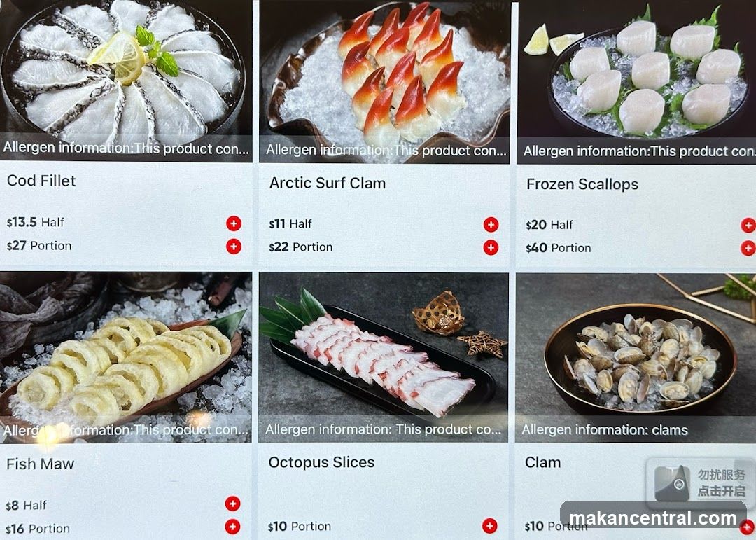 Seafood Menu