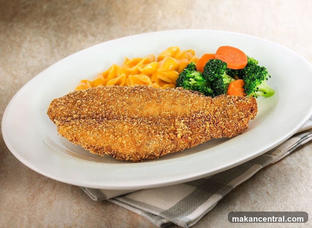 Breaded Fish with Pasta and Vegetables