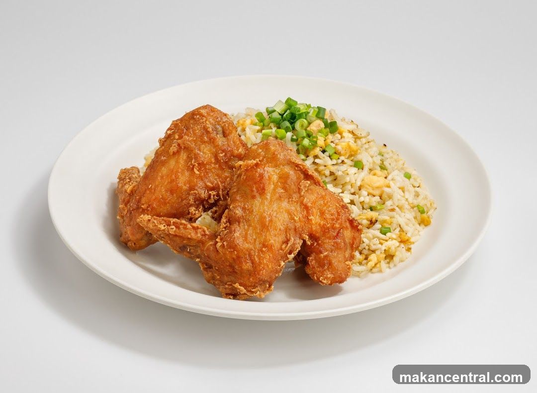Fried Chicken Wings with Fried Rice