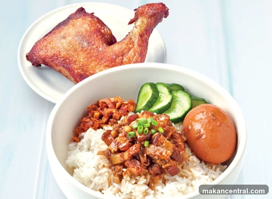 Braised Pork Rice with Fried Chicken