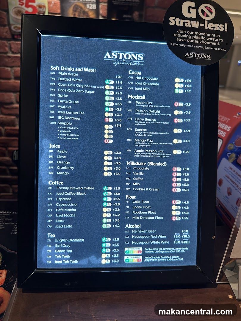ASTONS Specialities Menu