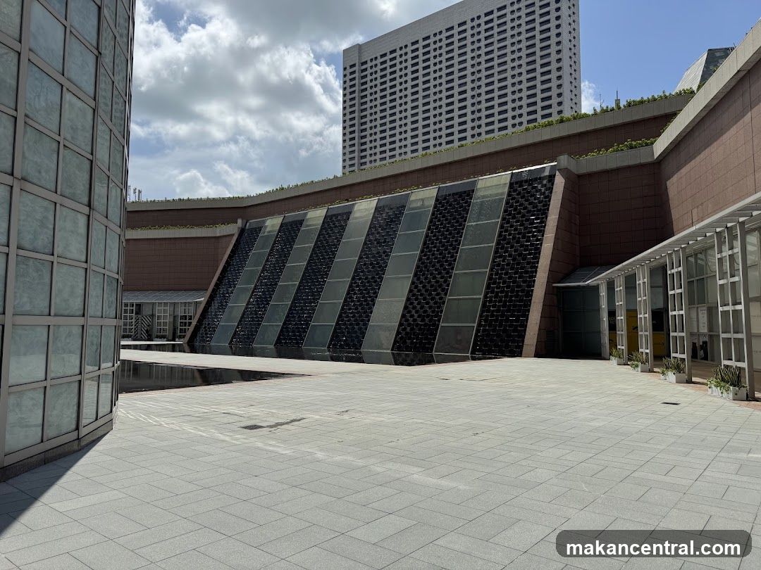 Modern Building Exterior with Water Feature