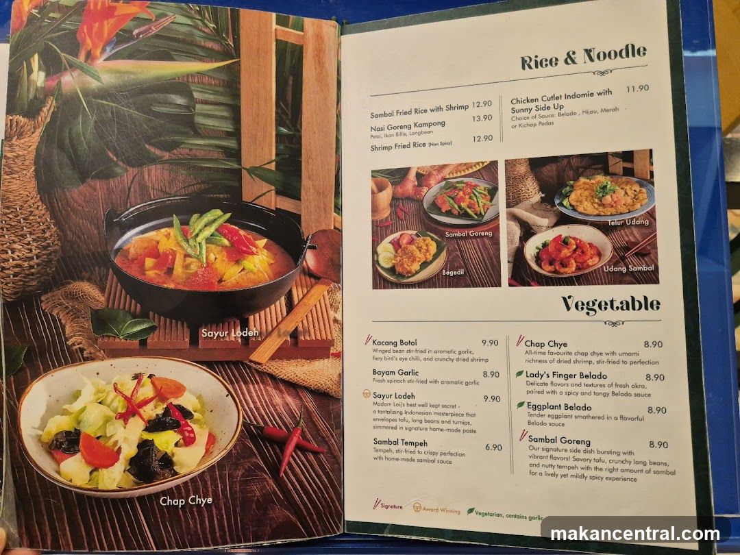 Rice & Noodle and Vegetable Menu