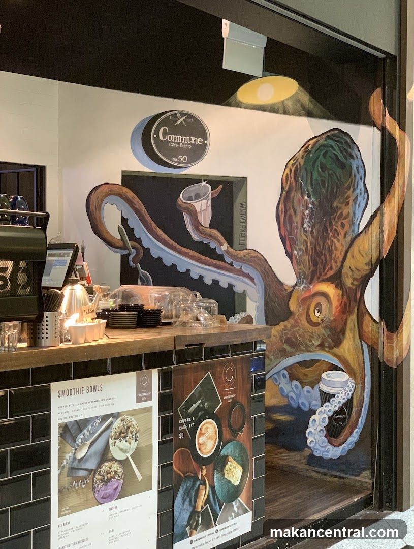 Cafe Interior with Octopus Mural