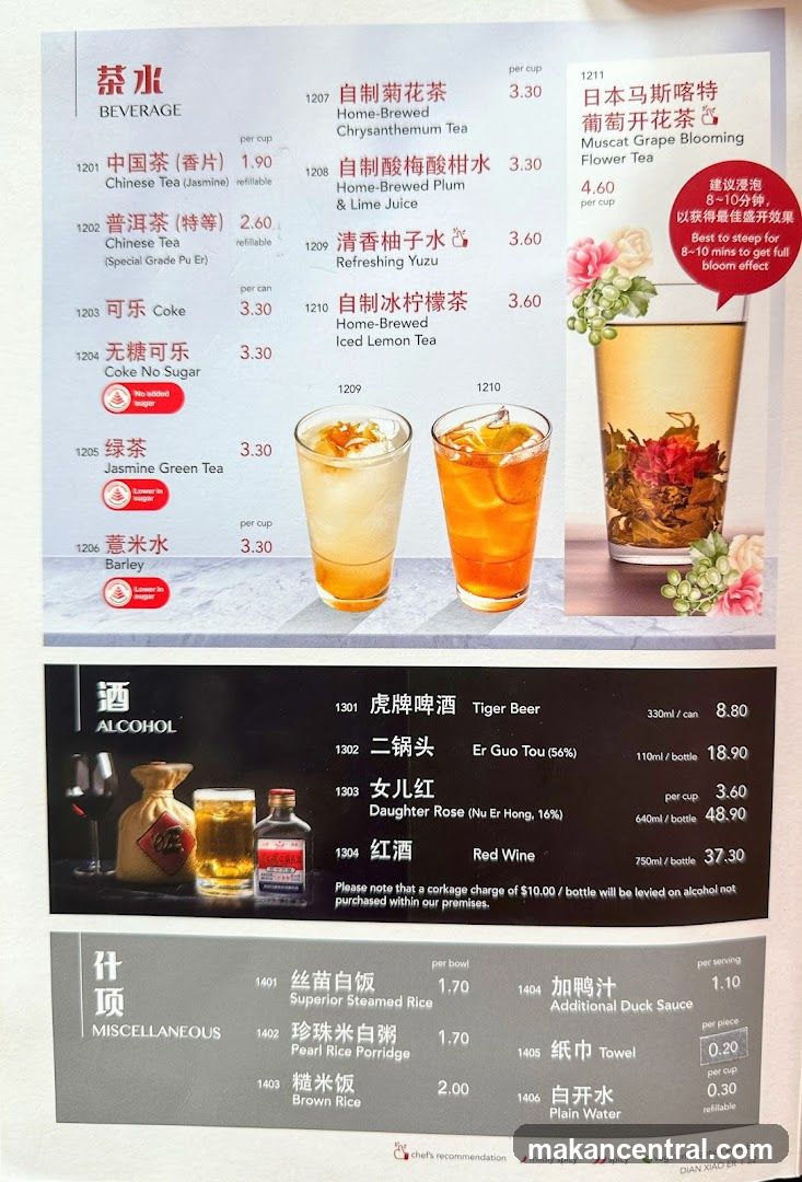 Beverage, Alcohol, Miscellaneous Menu