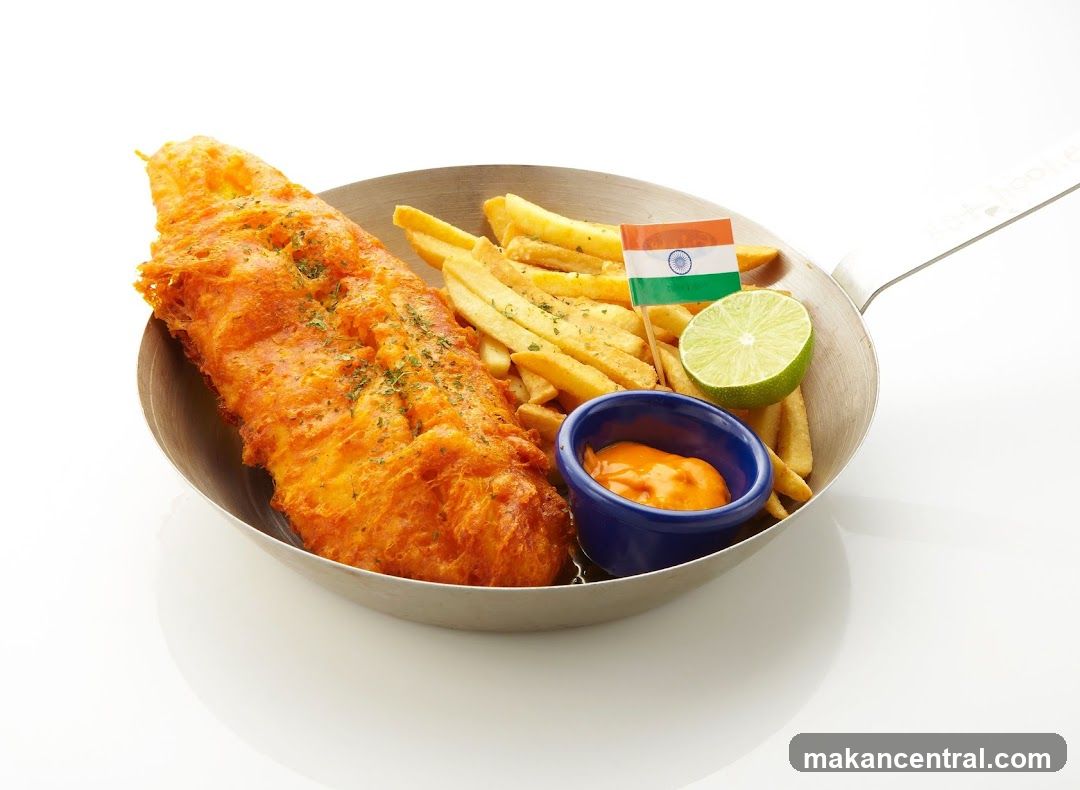 Fish and Chips with Indian Flag