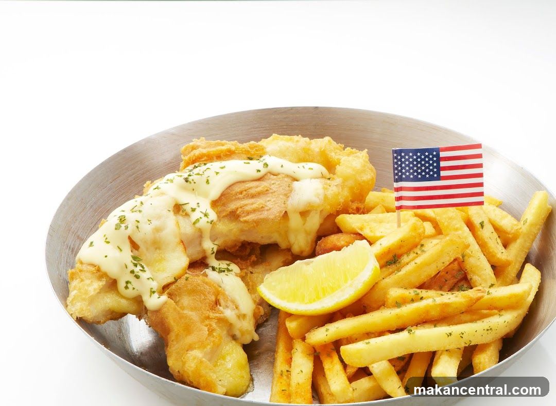Fish and Chips with American Flag
