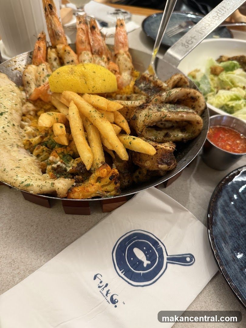 Seafood Platter with Fries and Salad