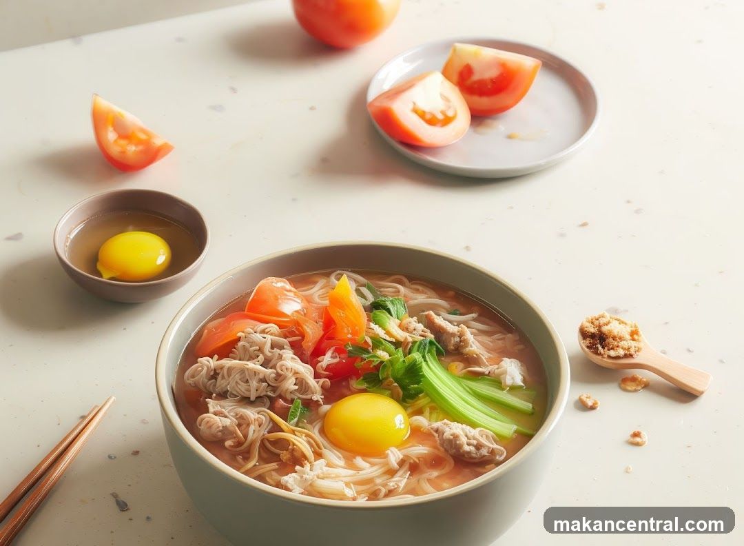 Noodle Soup with Egg and Tomatoes