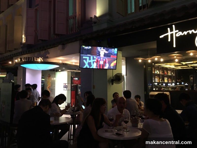 Outdoor seating at a bar