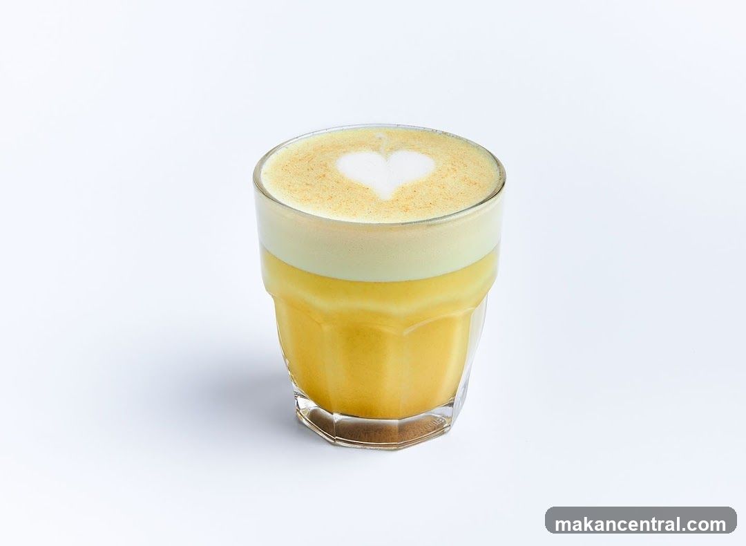 Golden Latte with Heart Art