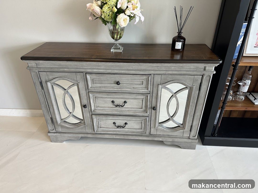 Gray Buffet with Mirrored Doors