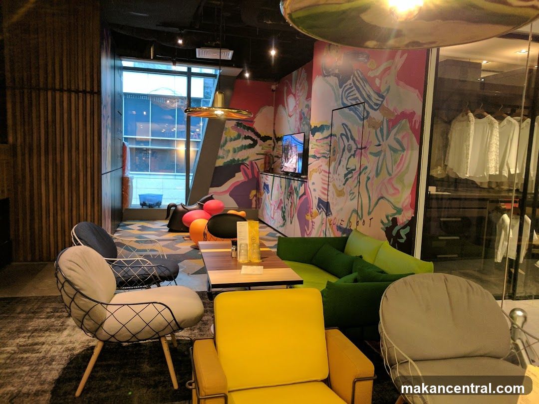 Modern Lounge Area with Colorful Art